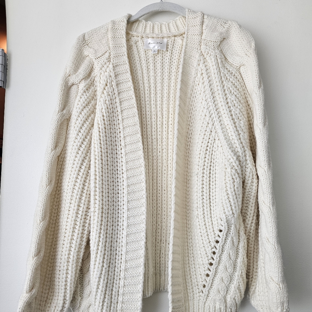 Line And Dot Cozy Cream Cable Knit Sweater